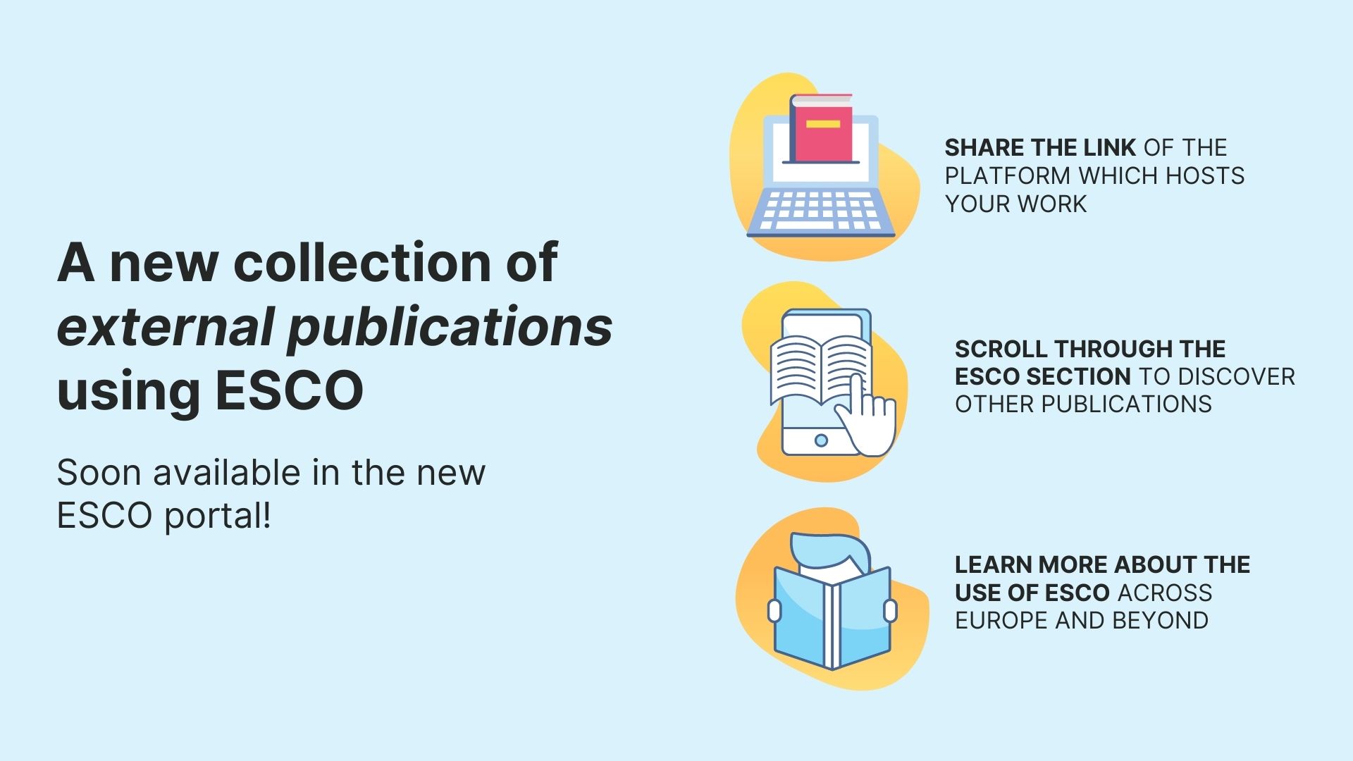 Image stating: A new collection of external publications using ESCO soon available in the new ESCO portal