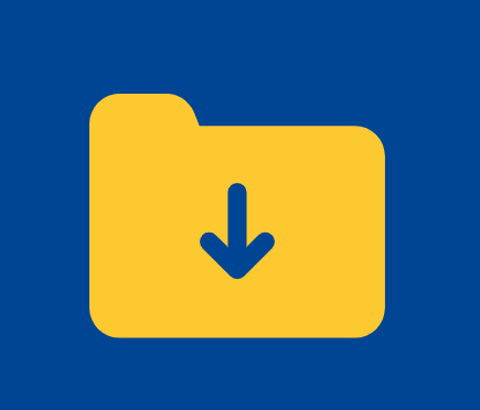 Download icon in yellow on blue background